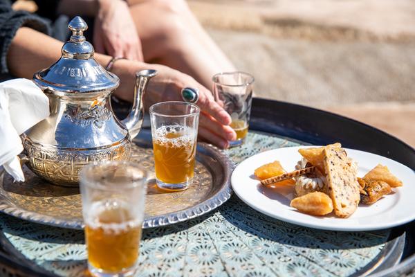 Traditional Moroccan Mint Tea-with-traditional-Moroccan-snacks