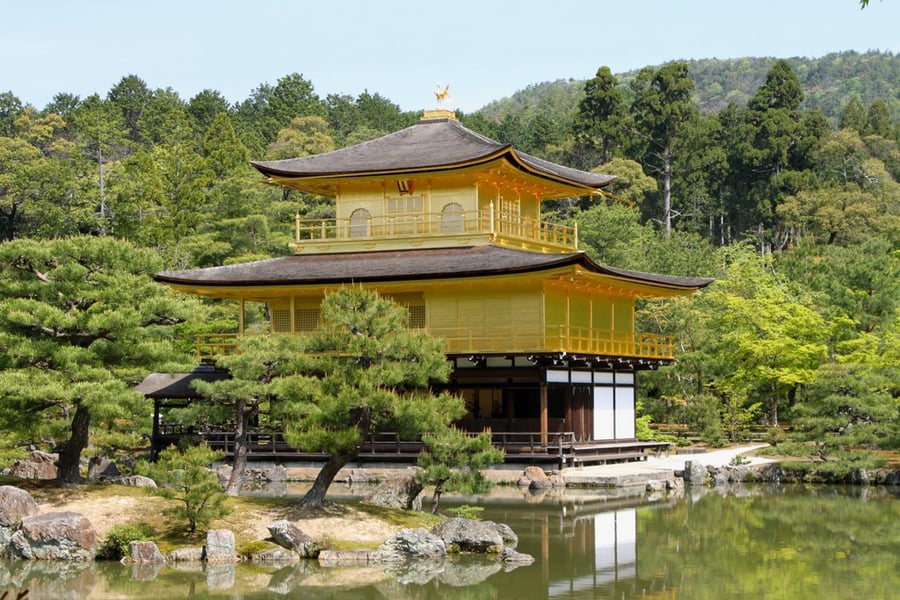 Beautiful yellow temple in Japan