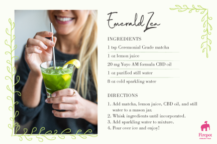 Recipe card for Emerald Zen matcha drink