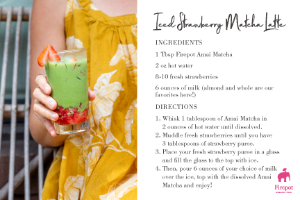 Iced Strawberry Matcha Latte recipe card